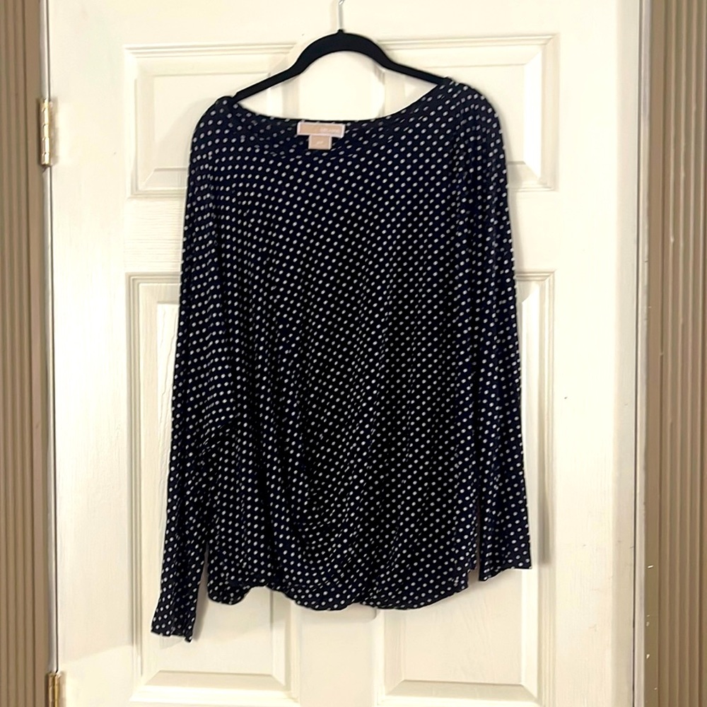 Michael Kors Navy Blue Polka Dotted Top